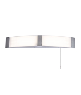 Sala Bathroom Wall Lamp c-w Shaver Socket & Pull Switch, 1 x 10W LED, 4000K, 900lm, IP44, Polished Chrome, 3yrs Warranty