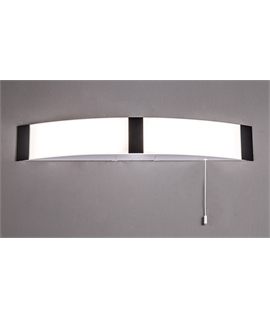 Sala Bathroom Wall Lamp c-w Shaver Socket & Pull Switch, 1 x 10W LED, 4000K, 900lm, IP44, Black, 3yrs Warranty