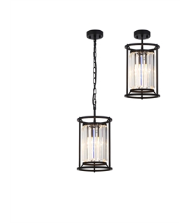 Sat Pendant, 1 x E27, Satin Black - Clear