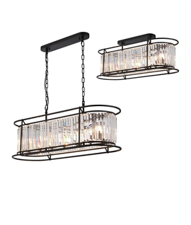 Sat Oval Pendant, 7 x E14, Satin Black - Clear