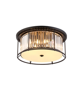 Sat Ceiling, 6 x E27, Satin Black - Clear