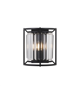 Sat Wall Lamp, 2 x E14, Satin Black - Clear