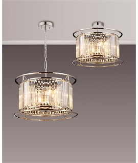 Sat Pendant - Semi Ceiling Convertible, 6 x E14, Polished Nickel - Clear