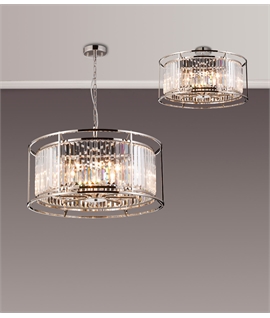 Sat Pendant - Semi Ceiling Convertible, 8 x E14, Polished Nickel - Clear