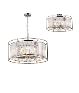 Sat Pendant - Semi Ceiling Convertible, 8 x E14, Polished Nickel - Clear