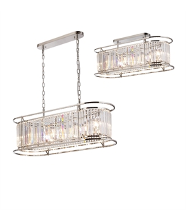 Sat Oval Pendant, 7 x E14, Polished Nickel - Clear