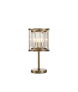 Sat Table Lamp, 1x E27, Antique Brass - Clear