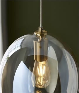Tinted Glass Globe Pendant with Satin Brass Lampholder