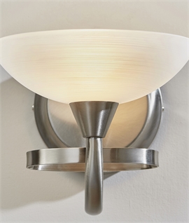 Curved Bracket and Matt White Glass Cup Shade Wall Light