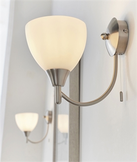 Switched Single Arm Wall Light With Opal Glass Shade