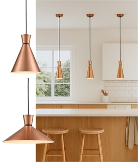 Satin Copper & Black Detailed Flared Pendant