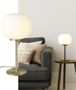 Table Lamp with Frosted White Glass Globe Shade