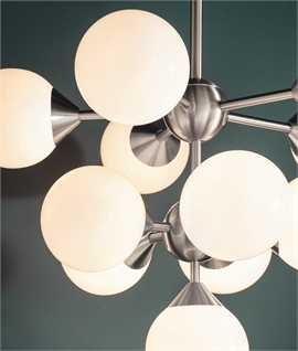 Nickel Pendant with 11 Opal Globe Shades