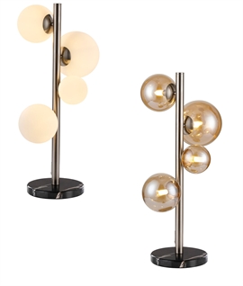 Satin Nickel & Glass Globe Shade Table Lamp - Opal or Amber