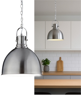 Contemporary Parabolic Chain Pendant Light Dia 31cm Satin Nickel