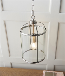 Round Cage Lantern Pendant for Hallways & Covered Porches