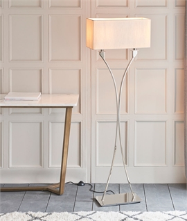 Satin Nickel Floor Lamp with Rectangular Shade
