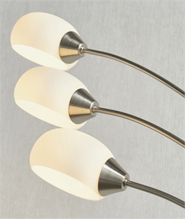 Iconic Multi-Arm LED Floor Lamp - Satin Nickel & White Glass