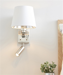 Polished Nickel Wall Light with Pivoting LED Arm & Shade