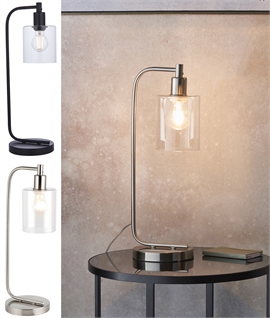 Clear Glass Table Light - Satin Nickel or Matt Black