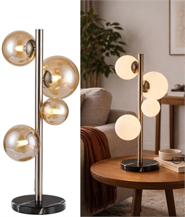Satin Nickel & Glass Globe Shade Table Lamp - Opal or Amber