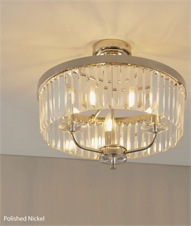 Sparkling Faceted Glass Chandelier for Low Ceilings
