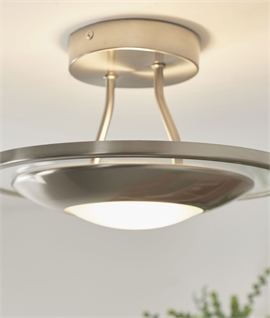 Semi-Flush Chrome & Frosted Round Glass Ceiling Light