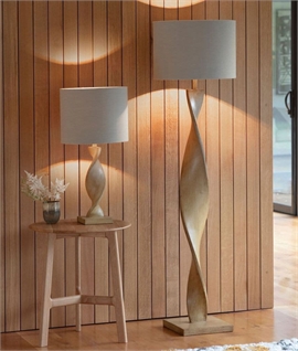 Swirled Wood Effect Base Floor Lamp and Shade