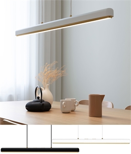 Linear Dimmable Suspended LED Pendant - White or Black With Brass