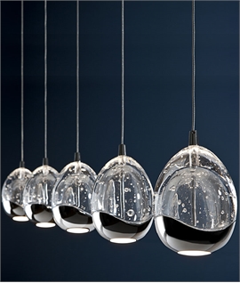 Linear Ceiling Bar with LED Bubble Effect Glass - Chrome Finish