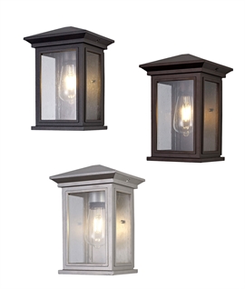 Flush Exterior Wall Light with Seeded Glass IP54 Rated