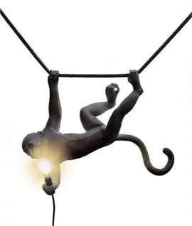 Seletti Monkey Lamp Swing Light - Black - Use Inside or Out
