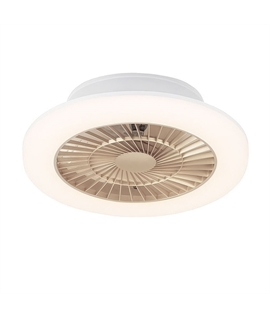 Modern Semi-Flush LED Ceiling Light with Integrated Fan - white with champagne tone