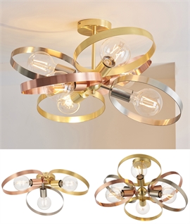 Semi-Flush Metal Hoop Bare Bulb Ceiling Light