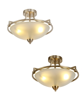 Semi-Flush Ceiling Light with Frosted Glass & Nickel or Brass Finish