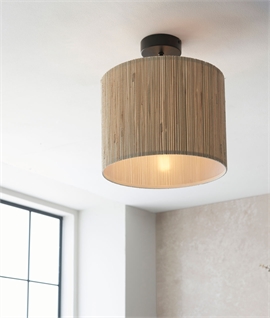 Semi-Flush Natural Seagrass Shaded Ceiling Light 