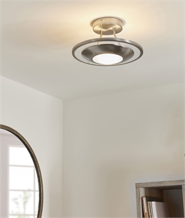 Semi-Flush Chrome & Frosted Round Glass Ceiling Light