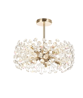 Semi-Flush Ceiling Light French Gold Finish with Crystals