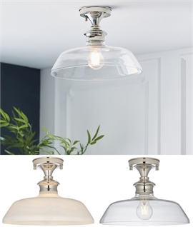 Timeless Bright Nickel and Glass Semi-Flush Light