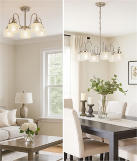 Polished Nickel Chandelier with Prismatic Glass - 3 Options