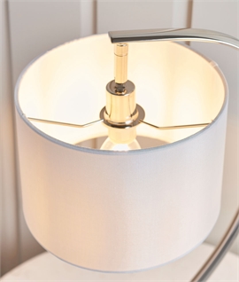 Curved Base Nickel Table Lamp - Vintage White Shade