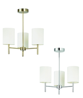 Semi-Flush 3 Light Ceiling Fitting with Fabric Shades