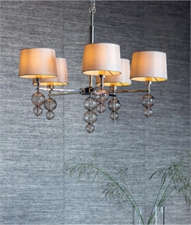 Modern Clean Line Chandelier In Chrome With Off White Fabric Shades Modern Clean Line Chandelier In Chrome With Off White Fabric Shades