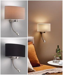 Fabric Shade Bedside Light with LED Reading Light