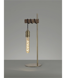 Shelby Table Lamp, 1 x E27, Medium Oak-Antique Brass