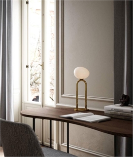 Opal Glass and Brass Shape Table Lamp