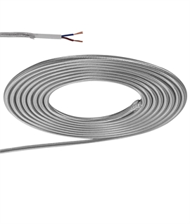 1m Silver Braided Two-Core Cable - 0.75mm 
