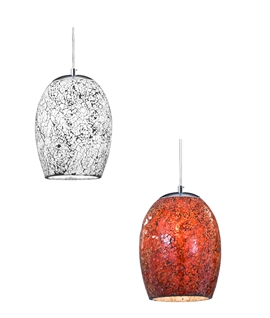 Crackle Glass Single Pendant with Chrome Detail