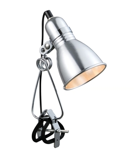 Silver Clamp Mounted Task Lamp with Trailing Lead