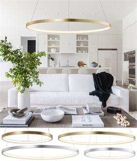 Circular LED Pendant in Gold or Silver Finish - 390mm or 600mm